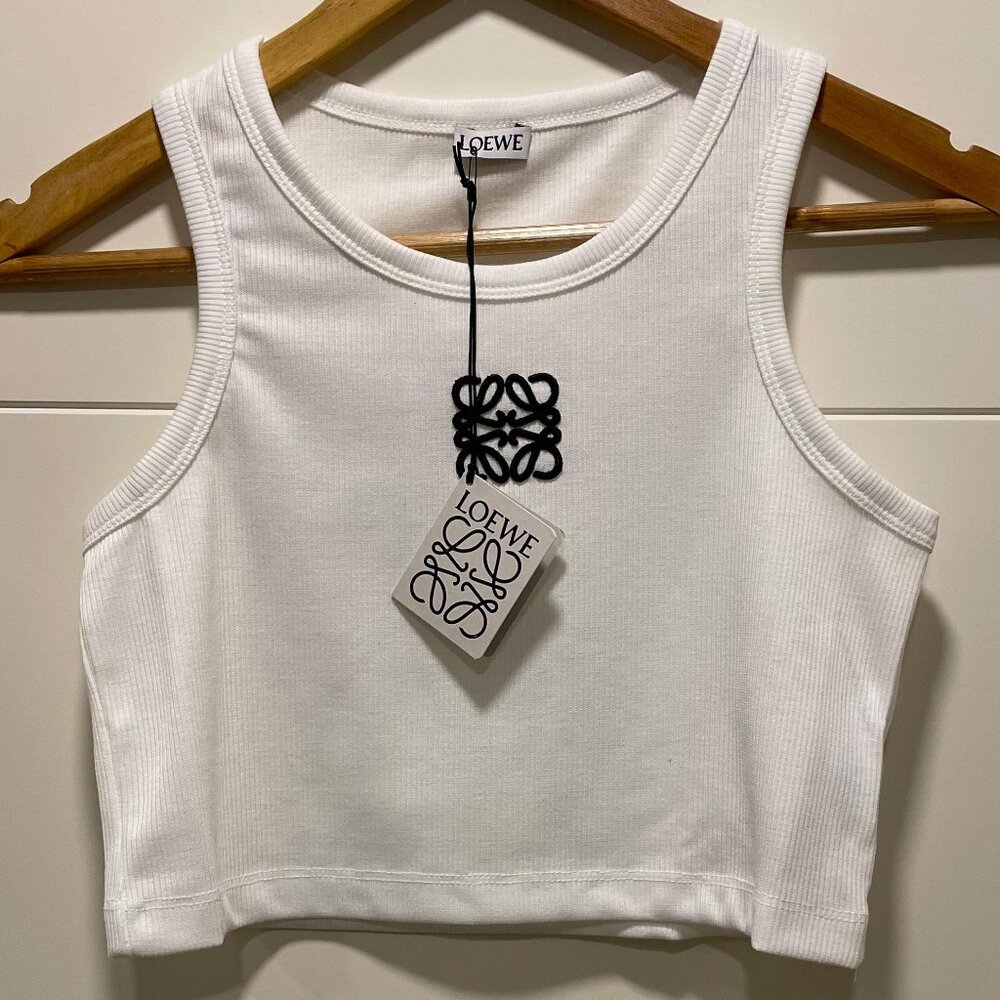 Nwt Loewe Women Nwt White Cotton Knit Tank Top